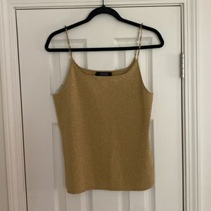 Y2K Chain Strap Gold Tank Top